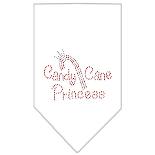 Candy Cane Princess Rhinestone Bandana White Large